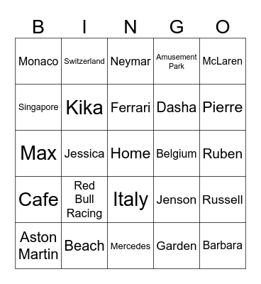 SELENA Bingo Card