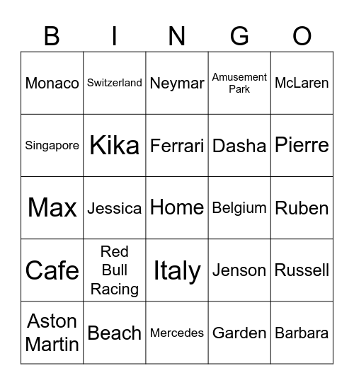 SELENA Bingo Card