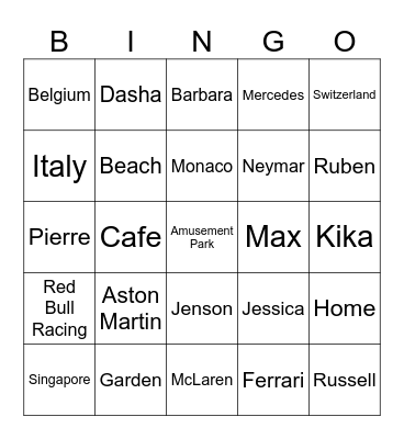 SELENA Bingo Card