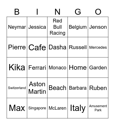 SELENA Bingo Card
