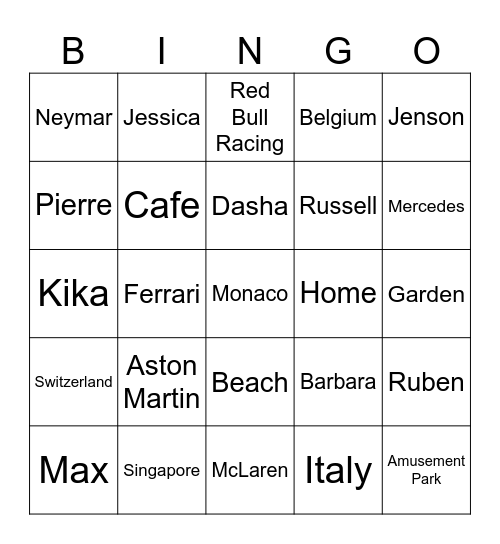 SELENA Bingo Card