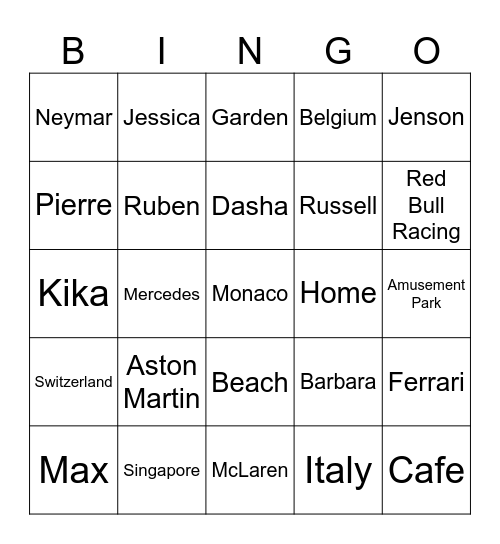 SELENA Bingo Card