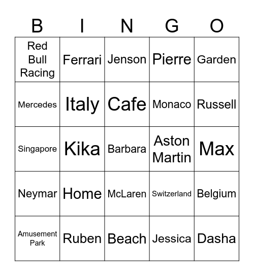 SELENA Bingo Card