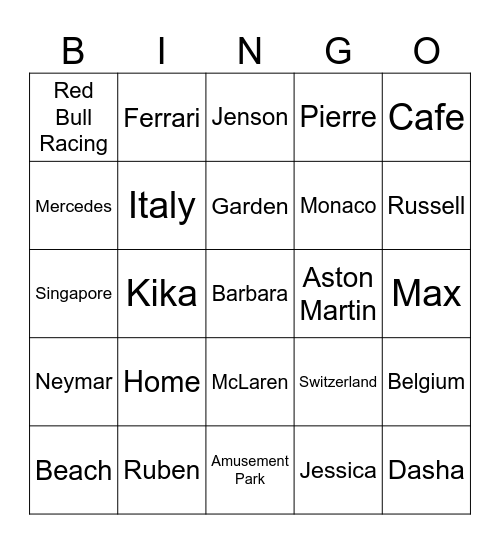 SELENA Bingo Card