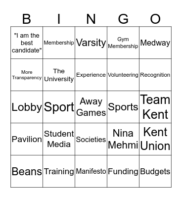 Sports CQT Card Bingo! Bingo Card