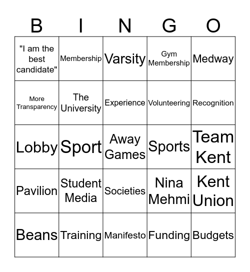 Sports CQT Card Bingo! Bingo Card
