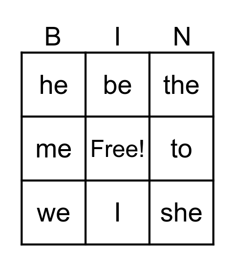 Tricky words 1 Bingo Card