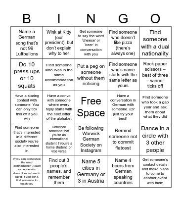 GSoc Icebreaker Bingo Card