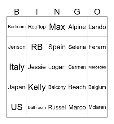 Max Bingo Card