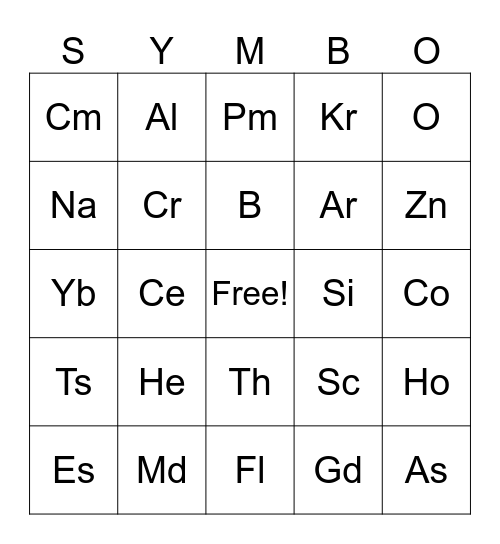 Symbo Card Bingo Card