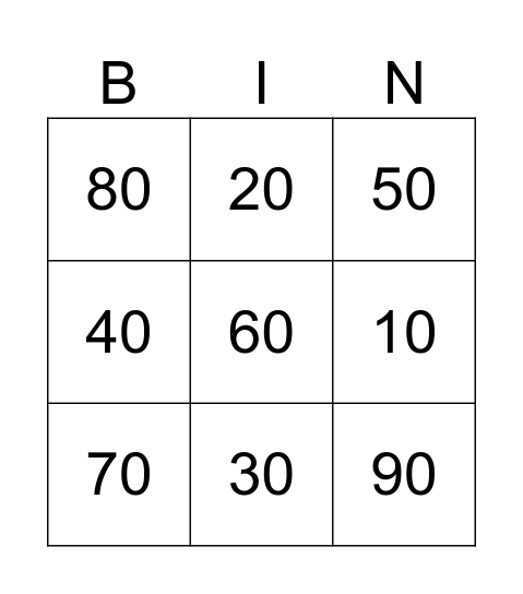 Rounding BUMP! Bingo Card