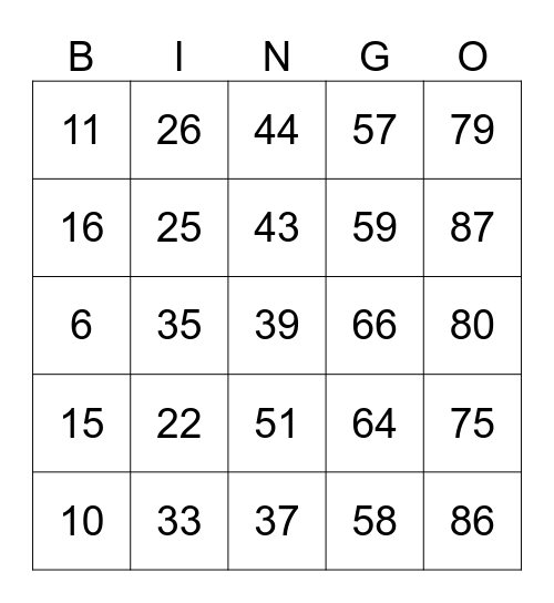 BROAD STREET BINGO! Bingo Card