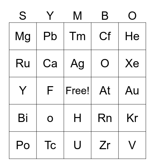 Symbo Card Bingo Card