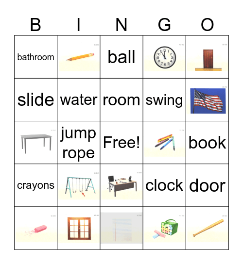 U1Ch2 School Bingo Card