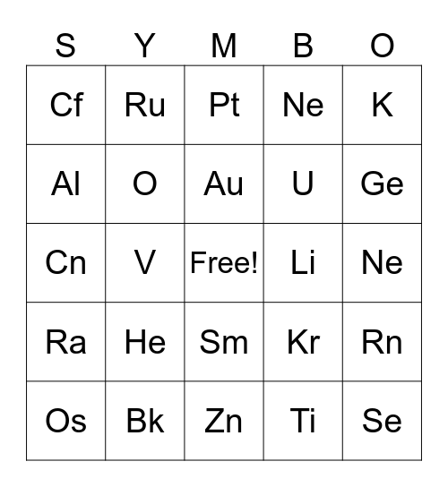 Symbo Card Bingo Card