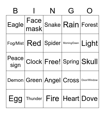 Symbolism in Literature Bingo Card