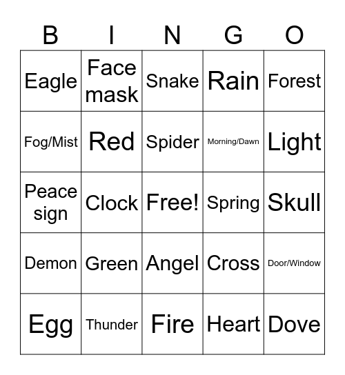 Symbolism in Literature Bingo Card