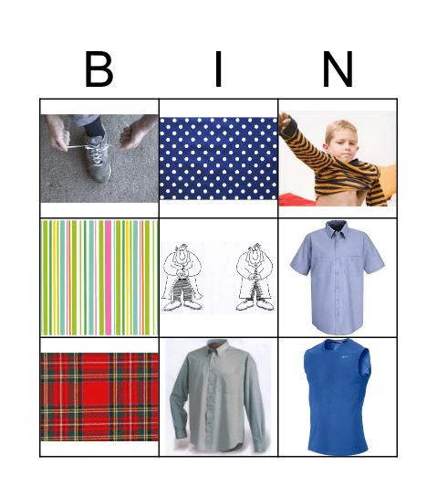 START UP 5 UNIT 7 LESSON 1: “TALK ABOUT PEOPLE’S CLOTHES” Bingo Card