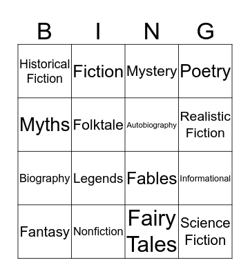 Genre Bingo Card
