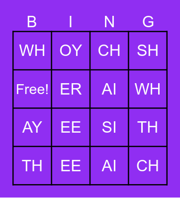 Phonics Bingo Card