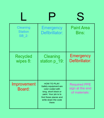 DEP SAFETY HUNT Bingo Card