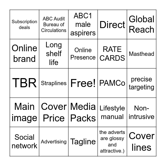 Magazines Bingo Card