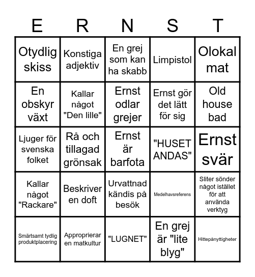 Ernstbingo hösten 2023 Bingo Card