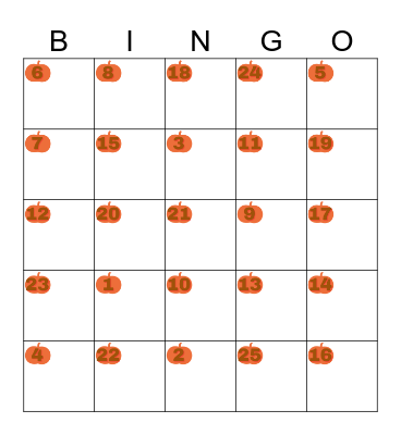 Halloween Bingo Card