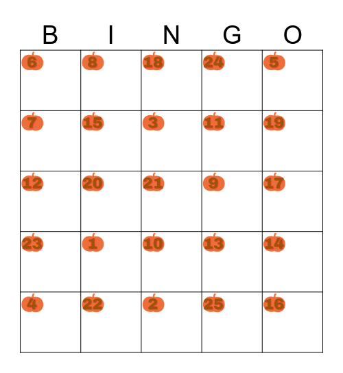 Halloween Bingo Card