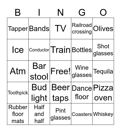 Train Crawl Bingo Card