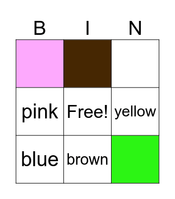 U1CH4 Colors Bingo Card