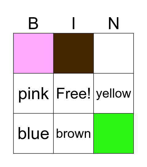 U1CH4 Colors Bingo Card