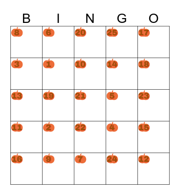 Halloween Bingo Card