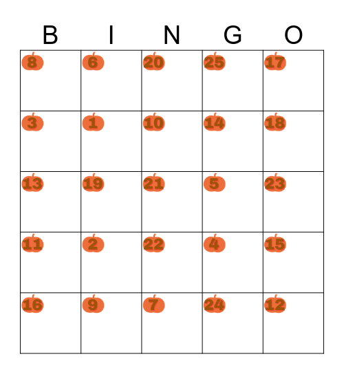 Halloween Bingo Card