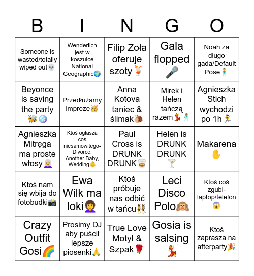 INDIAN SUMMER PARTY Bingo Card