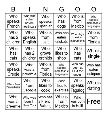 Case Management Bingo Card
