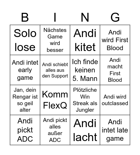 Andi Bingo Card