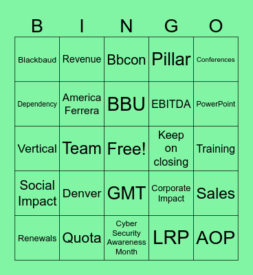 End of Quarter Bingo Card