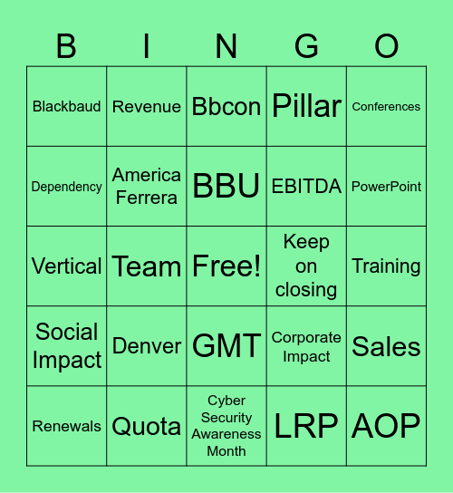 End of Quarter Bingo Card