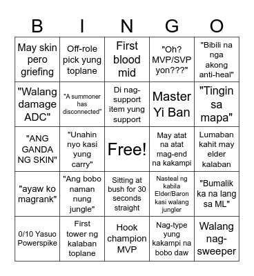 Wild Rift Bingo Card
