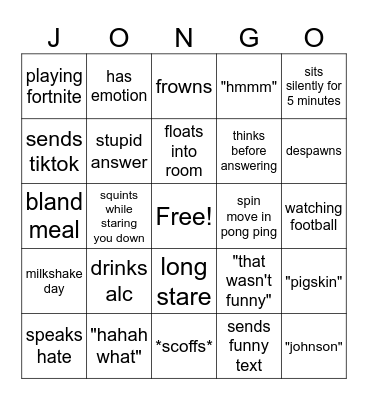 JONGO Bingo Card