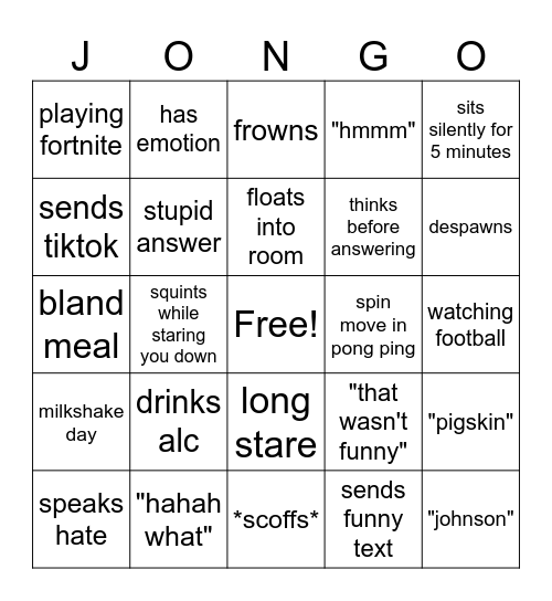 JONGO Bingo Card