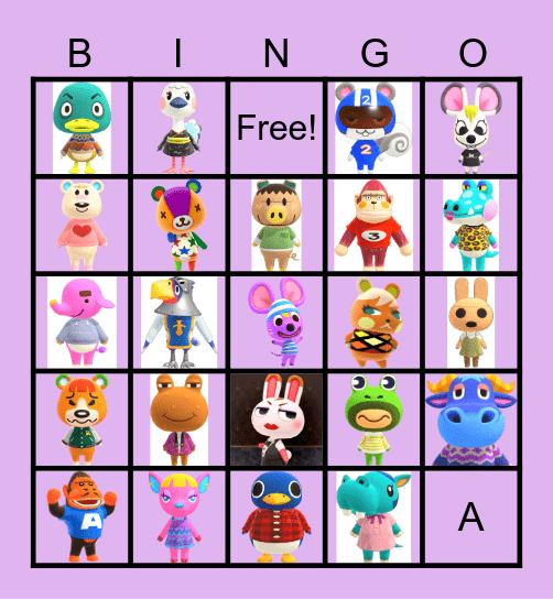 Animal crossing Bingo Card