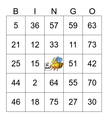 Safety Bingo Card