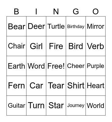 /R/ BINGO Card