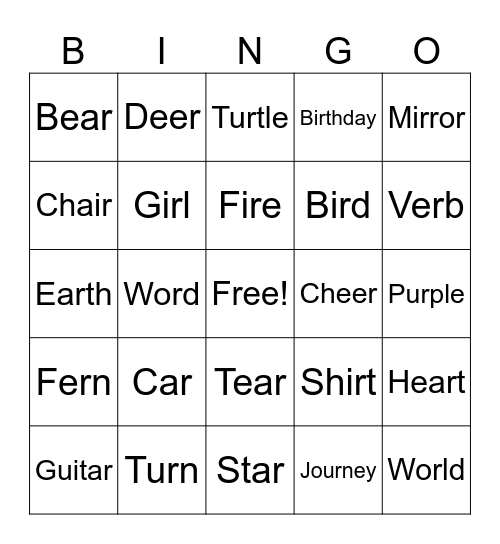 /R/ BINGO Card