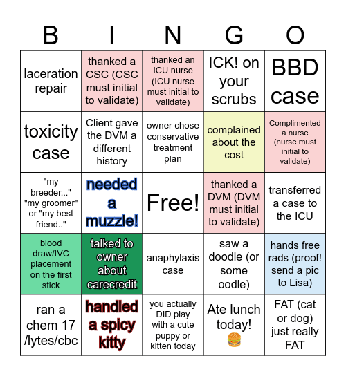 ER Bingo Card