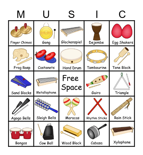 Classroom Instrument Bingo Card