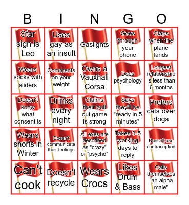 Red Flags Bingo Card