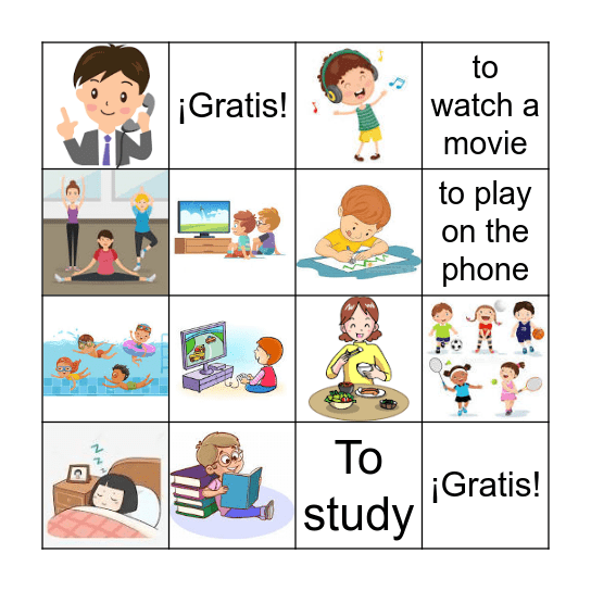 Los verbos Bingo Card